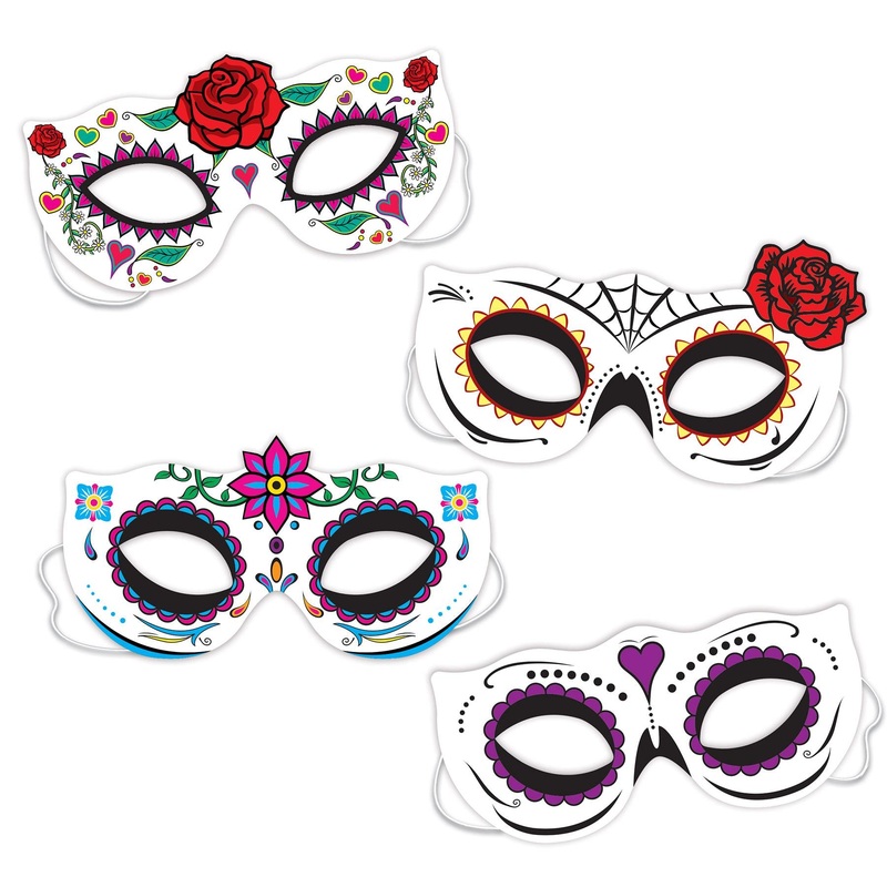 Day Of The Dead Half Masks (4 per Package)