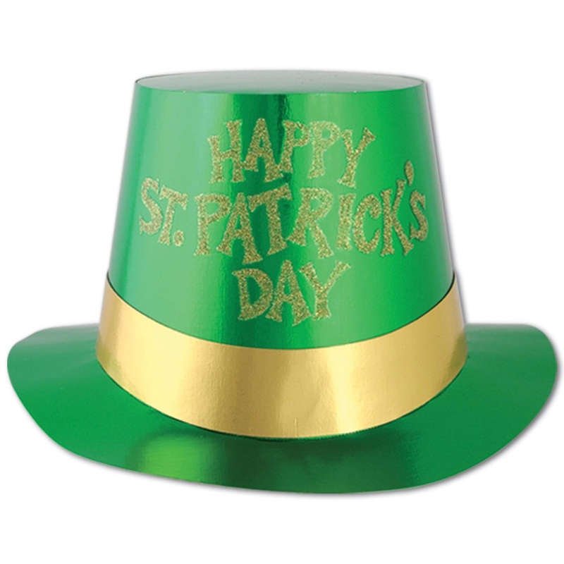 Glittered St Patrick's Day Foil Hi-Hat (25 per Case)