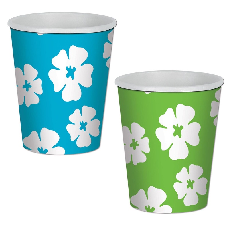 Luau Party Hibiscus Beverage Cups (8 per Package)