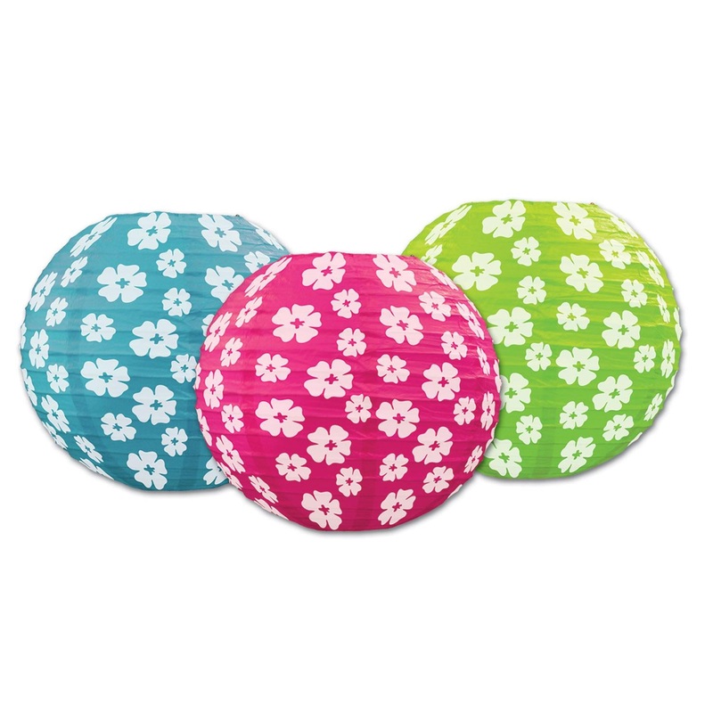 Luau Party Hibiscus Paper Lanterns (3 per Package)