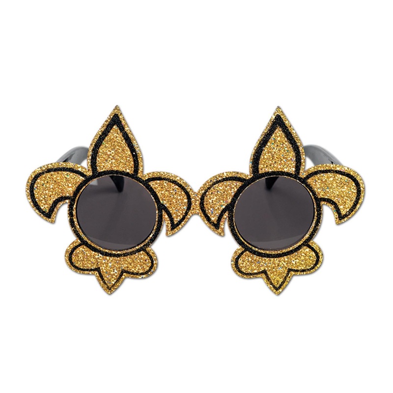 Mardi Gras Glittered Fleur De Lis Fanci-Frame Glasses- Gold