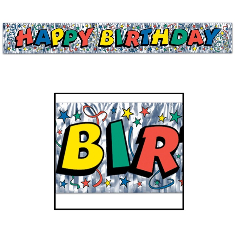 Metallic Happy Birthday Party Fringe Banner