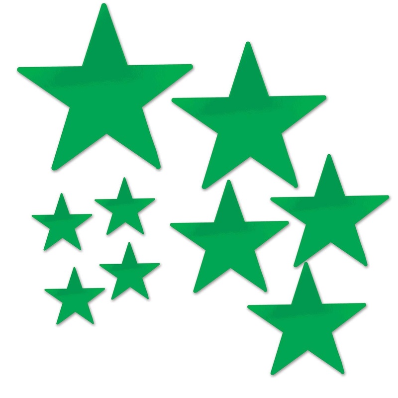 Packaged Party Foil Star Cutouts green (9 per Package)