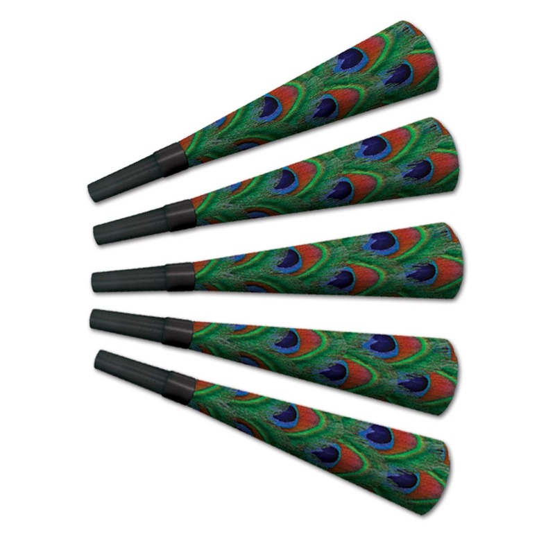 Peacock Horns New Years Eve Noisemakers and Blowouts (100 per Case)