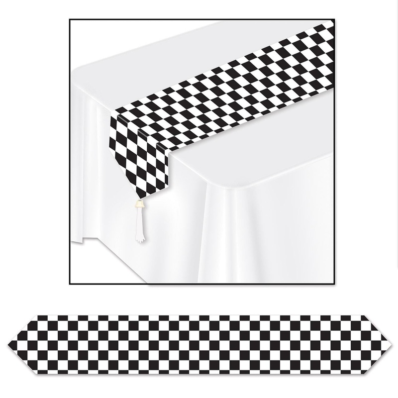 Printed Checkered Paper Party Table Runner