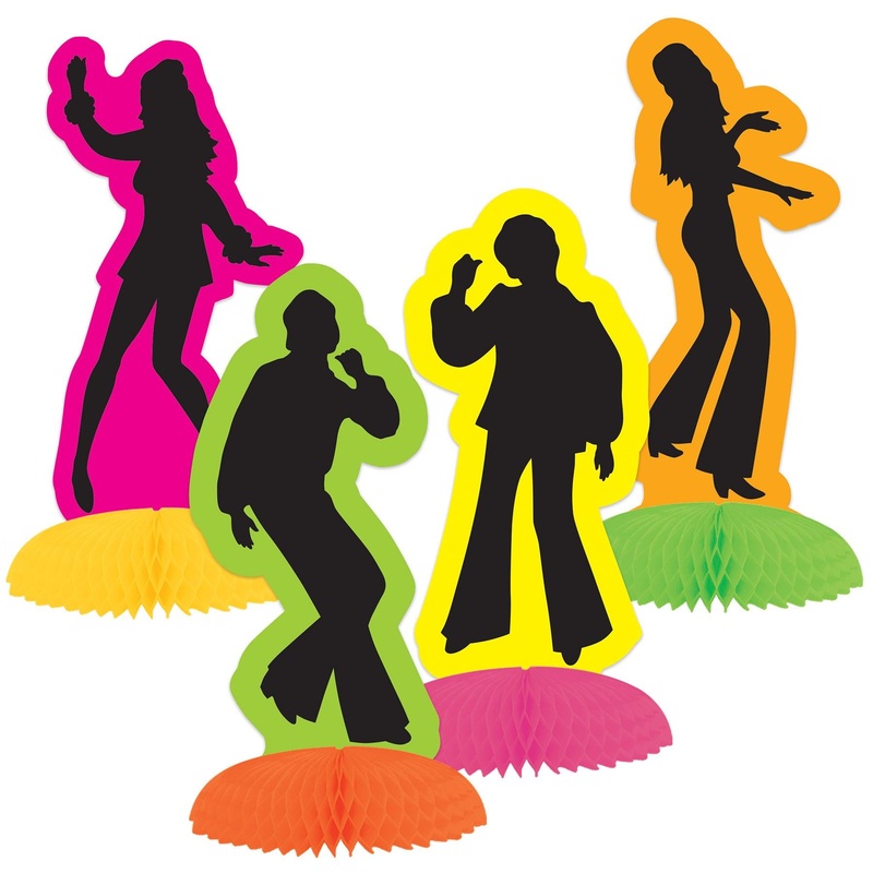 Retro 70's Silhouette Mini Party Centerpieces (8 per Package)