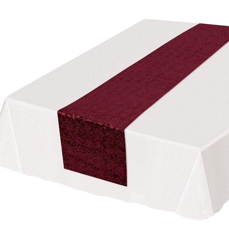 Sequined Party Table Runner - burgundy (12 per Case)