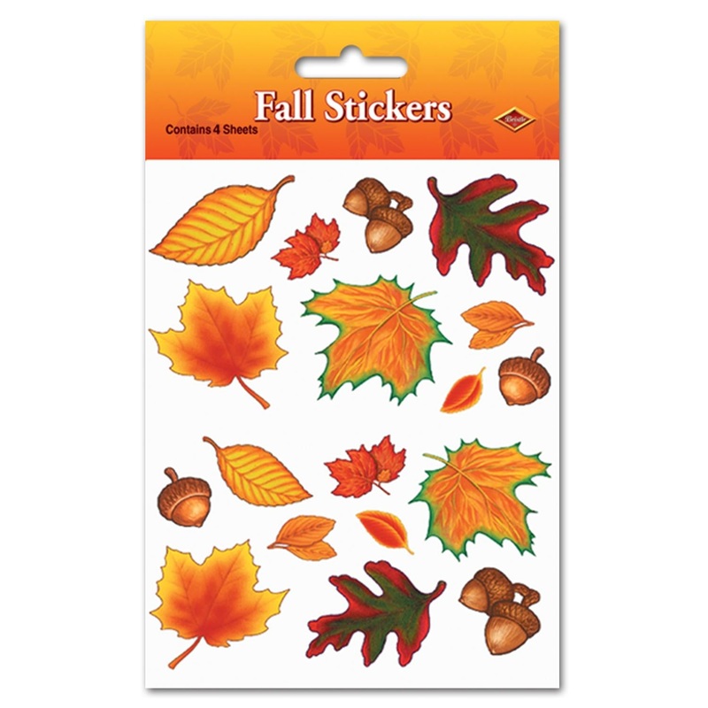 Thanksgiving Fall Leaf Stickers (4 Sheets per Package)