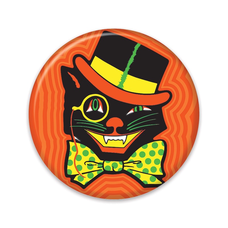 Vintage Halloween Cat Button (6 Per Case)