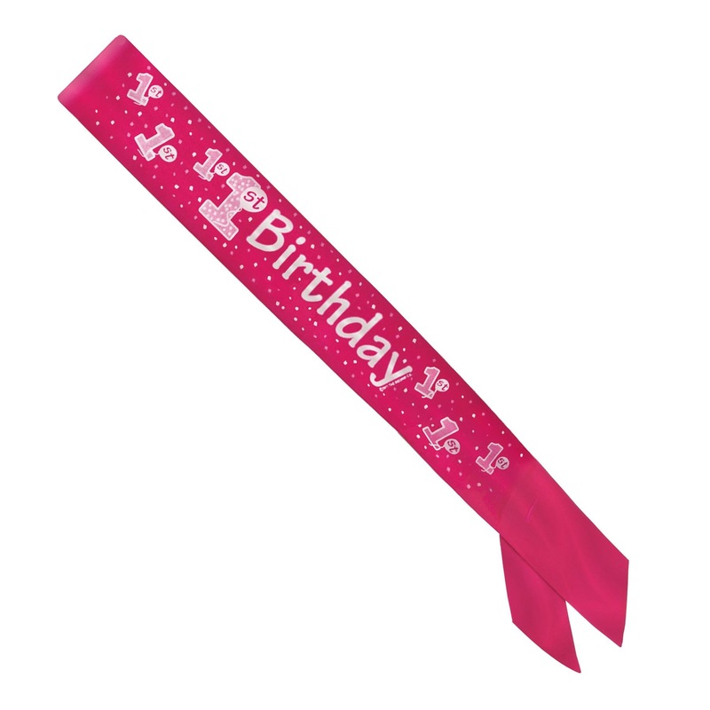 1st Birthday Satin Sash - pink