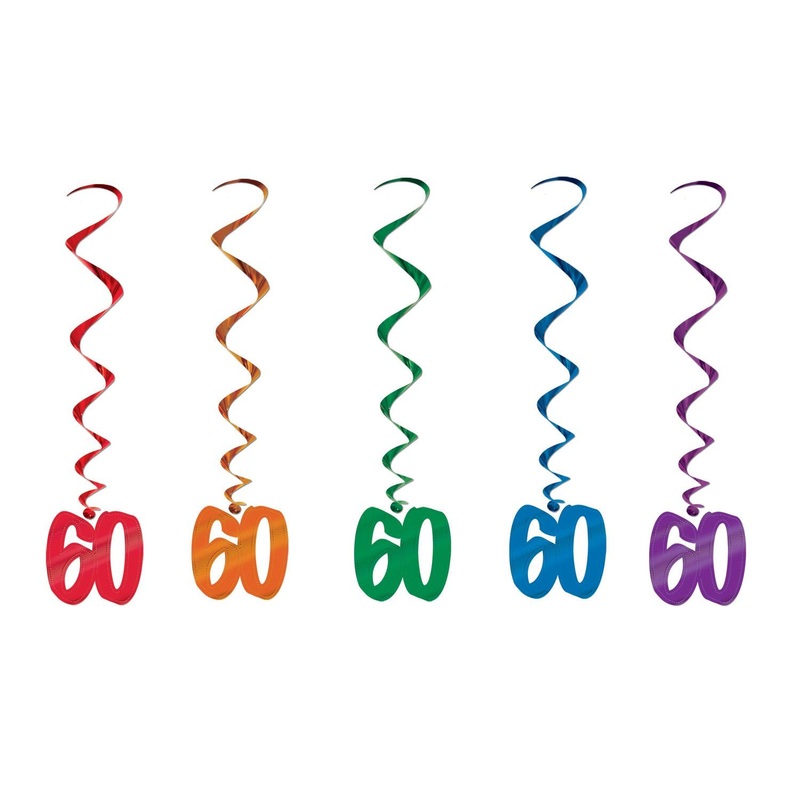 60th Birthday Party Whirls- Multicolor (5 per Package)