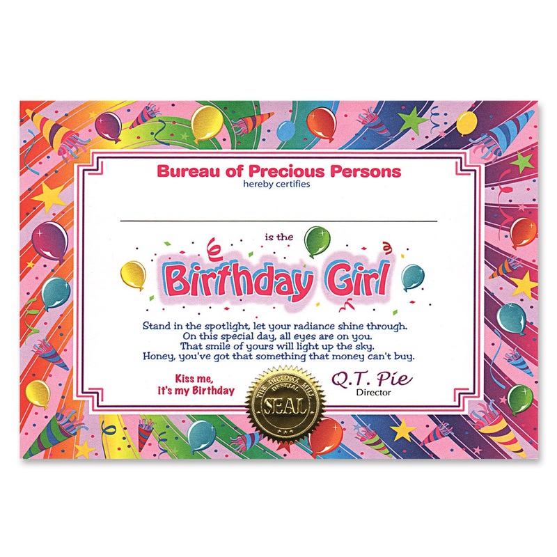 Birthday Girl Certificate