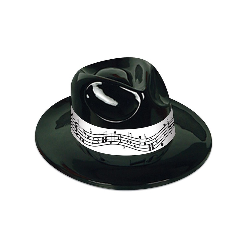 Black Plastic Fedora with Music Band (25 per Case)