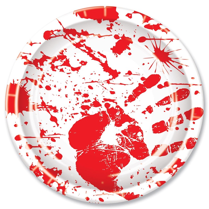 Halloween Bloody Handprints Paper Plates 9 inch (8 per Package)