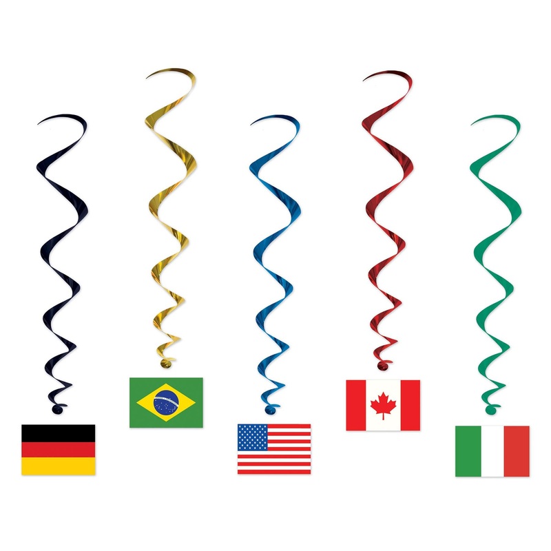 International Flag Party Whirls (5 per Package)