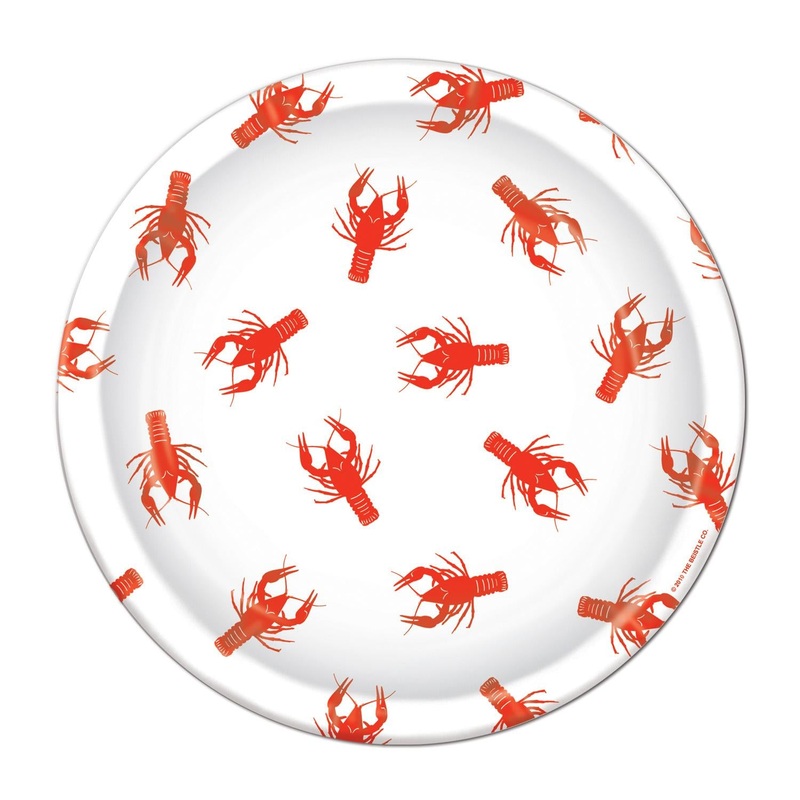 Mardi Gras Crawfish Paper Plates 9 inch (8 per Package)