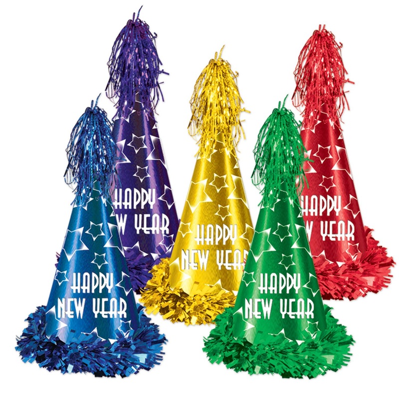 New Year's Eve Gem-Star Party Hats assorted colors (25 per Case)