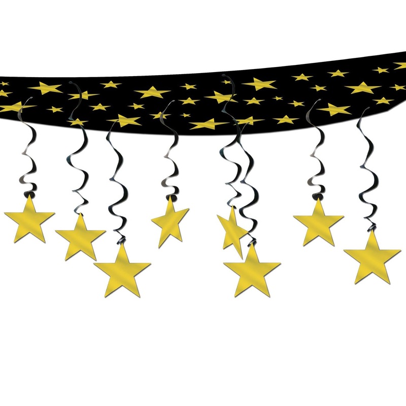 The Stars Are Out Party Ceiling Decoration - black & gold