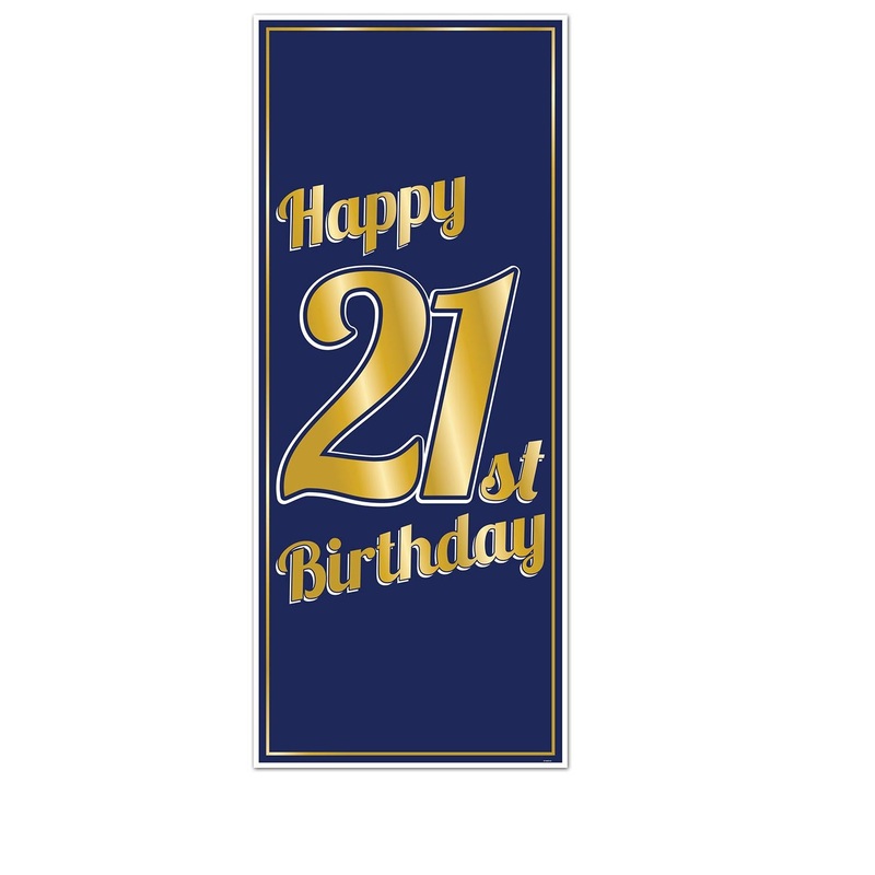 21st Birthday Party Door Cover- Navy and Gold