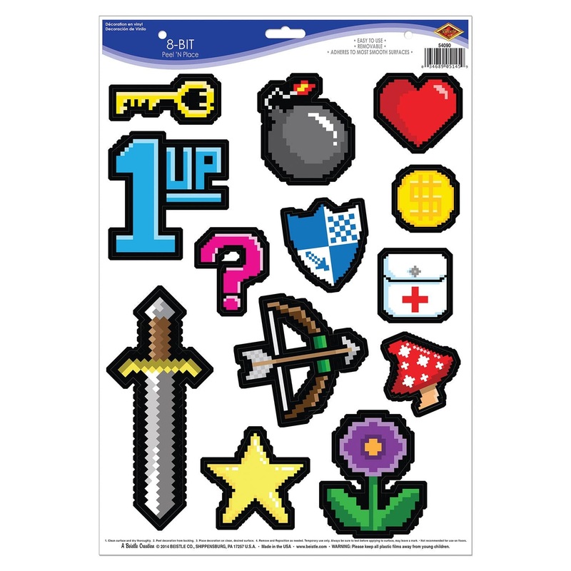 8-Bit Party Peel 'N Place Clings (13 per Package)