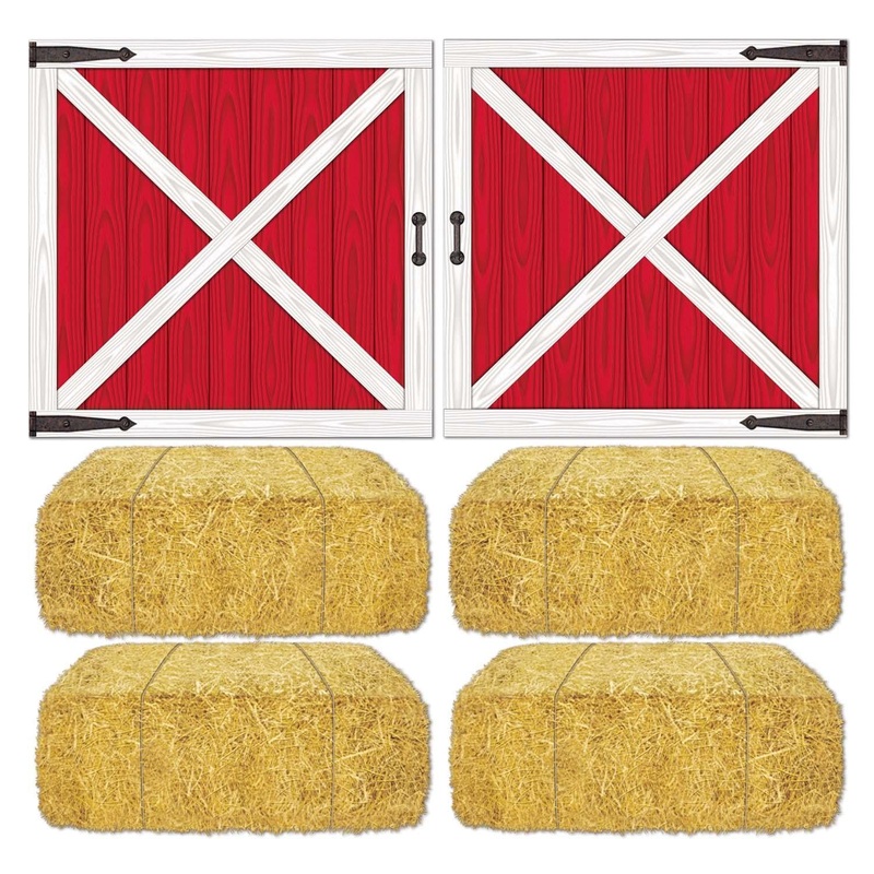 Barn Loft Door & Hay Bale Printed Party Props (6 per Package)
