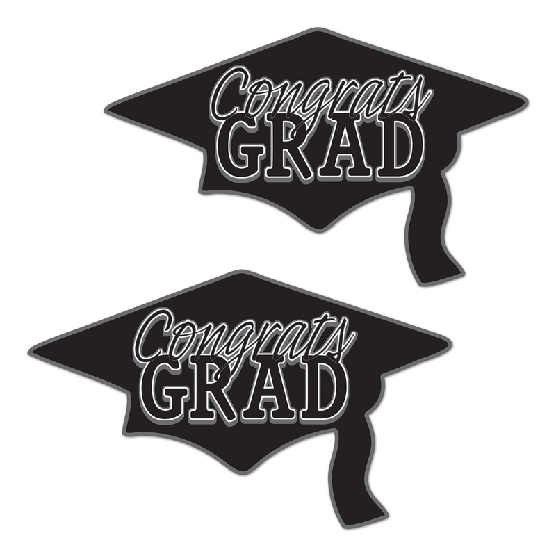 Black Congrats Grad Cutout Decorations (2 per package)