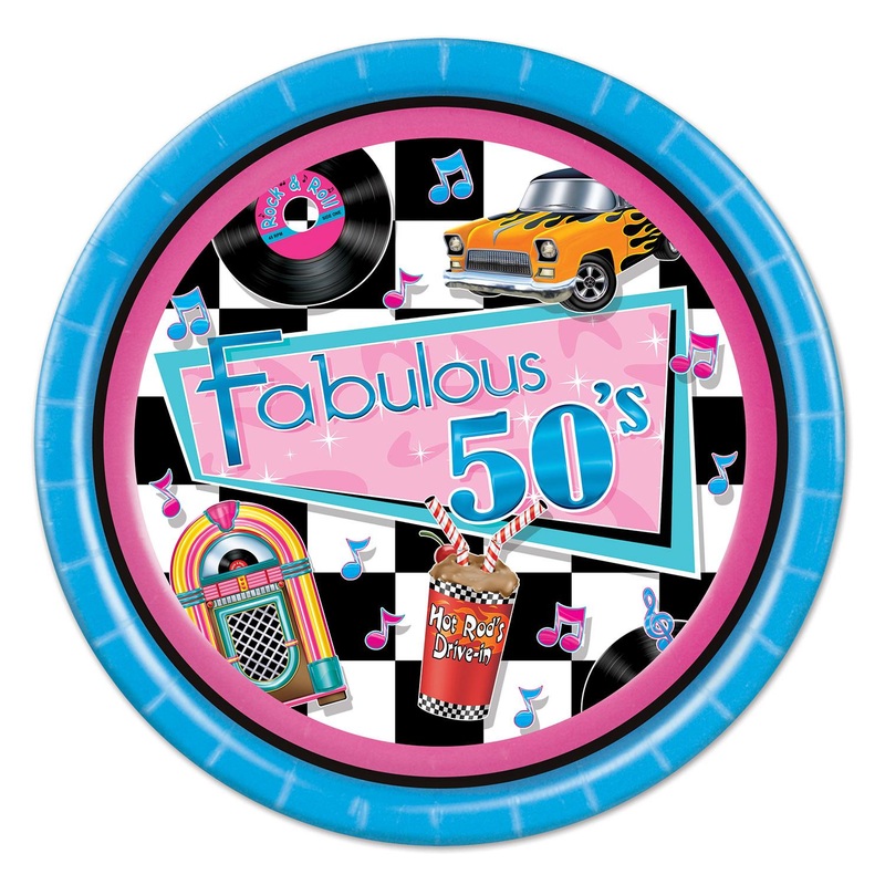 Fabulous 50's Party Paper Plates 9 inch (8 per Package)