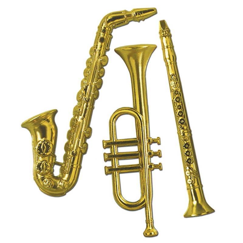 Gold Plastic Musical Party Instruments 1 SIDED (36 per Case)