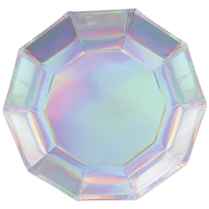 Iridescent Decagon Party Paper Plates 9 inch (8 per Package)
