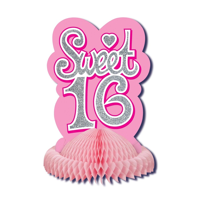 Sweet 16 Birthday Party Centerpiece- Pink with Glitter