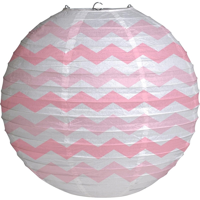 Classic Pink Chevron Lantern