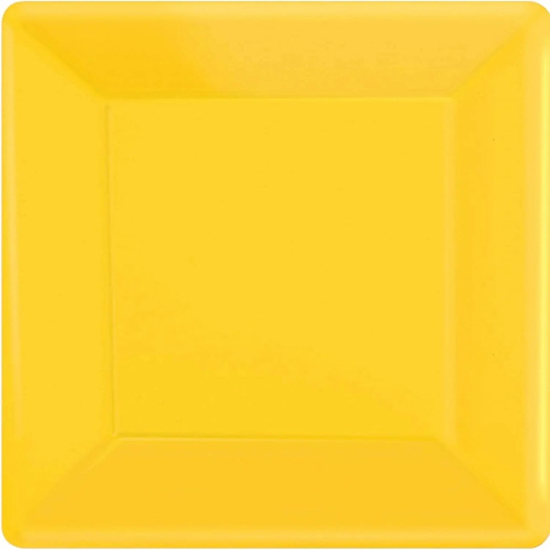 Construction Yellow Square Plates - Lunch 20 Pkt