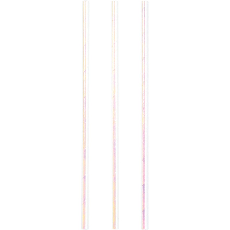 Iridescent Foil Paper Straws - 24 Pkt