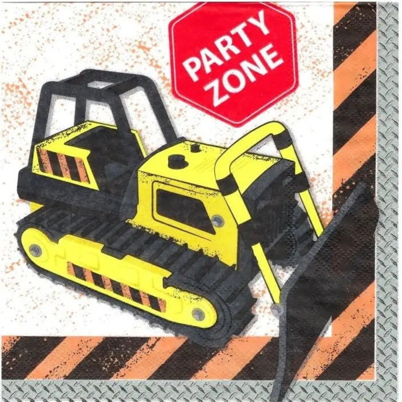 Party Zone Construction Napkins - Lunch 20 Pkt
