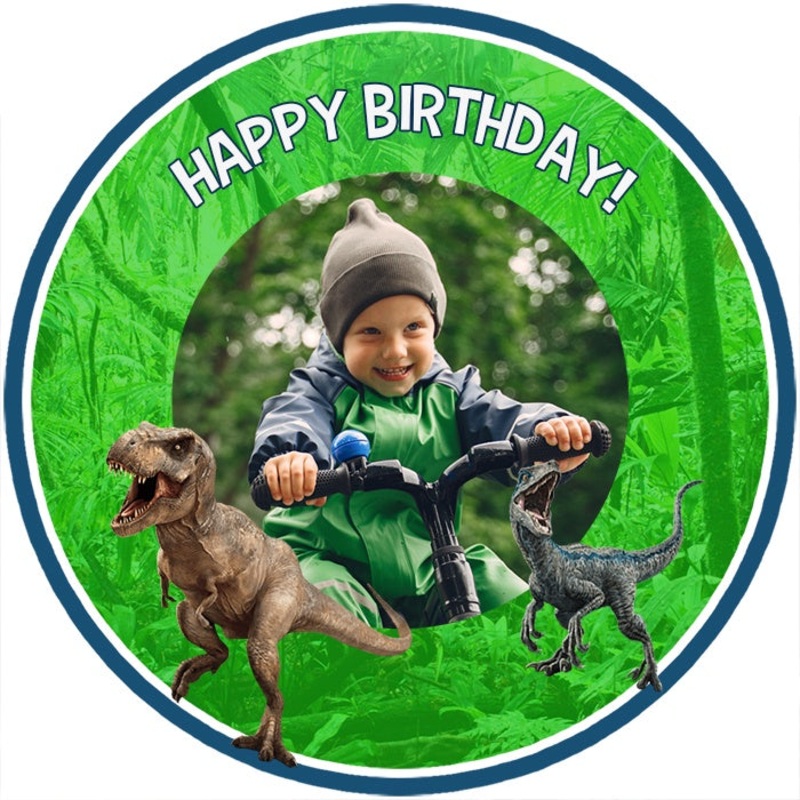 Personalised Jurassic World Edible Cake Image