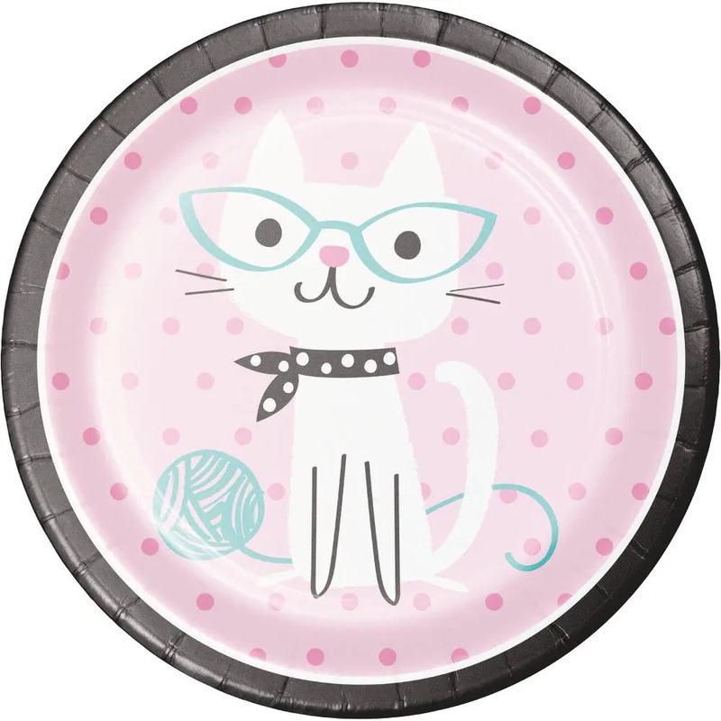 Purrfect Cat Party Plates - Dinner 8 Pkt