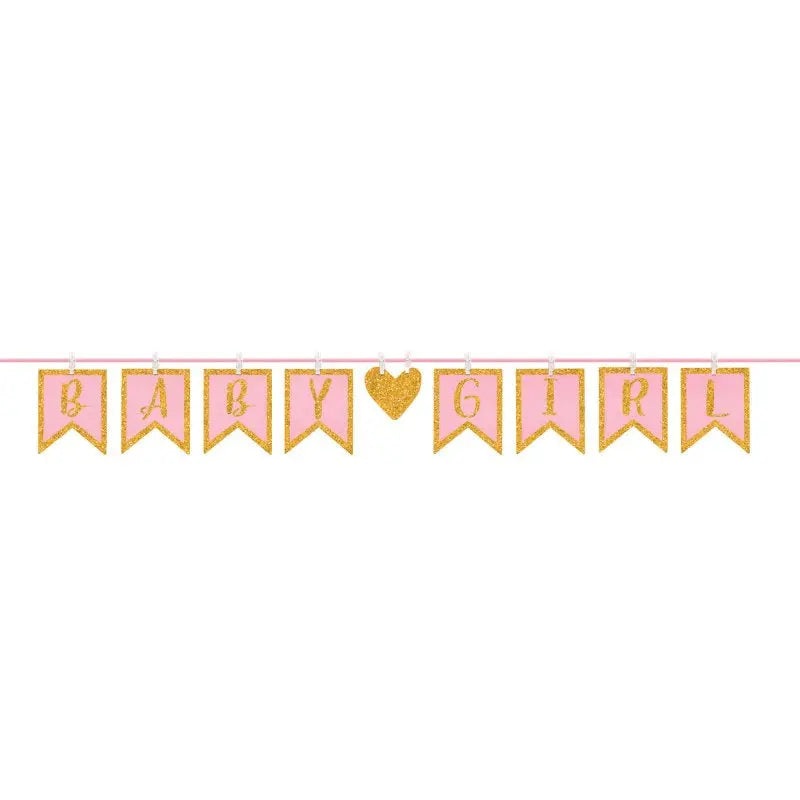 Baby Girl Clothespin Glitter Banner