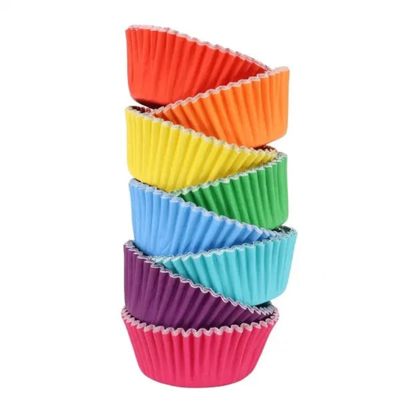 Rainbow Foil Baking Cups - 100 Pkt