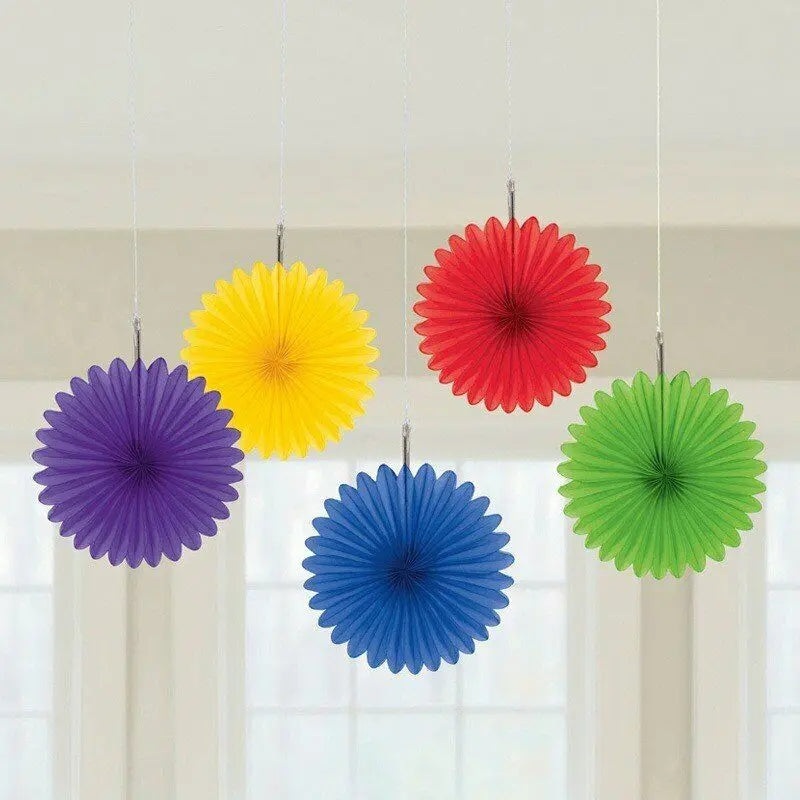 Rainbow Mini Hanging Fans - Pack of 5