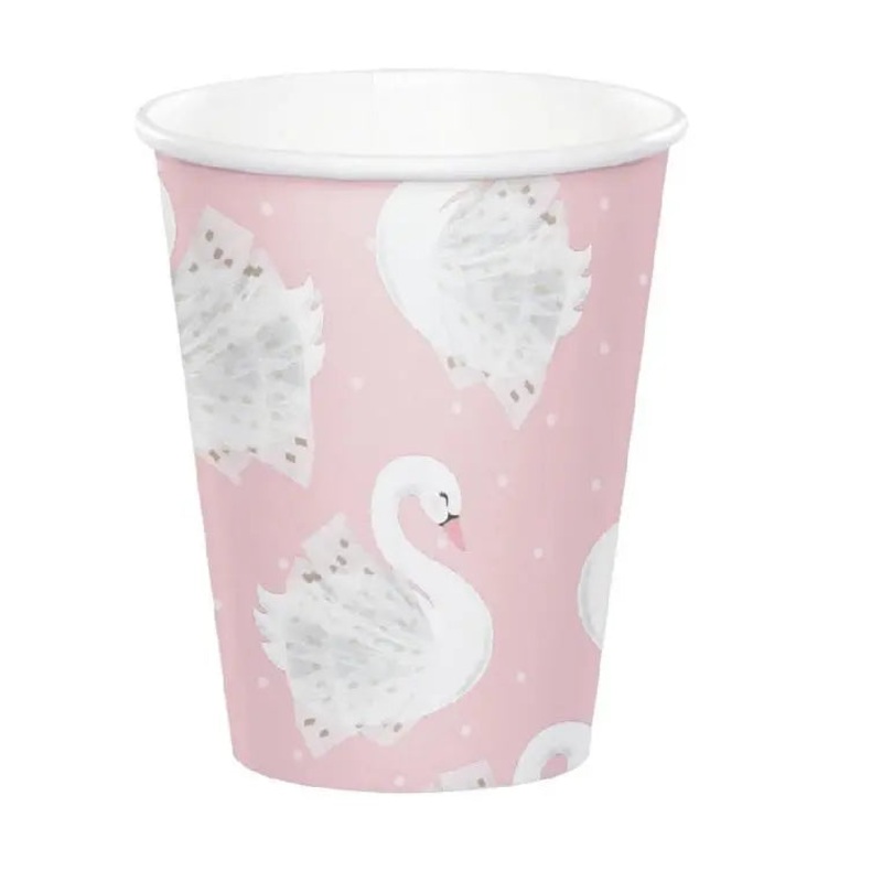 Stylish Swan Party Cups - 8 Pkt - CLEARANCE