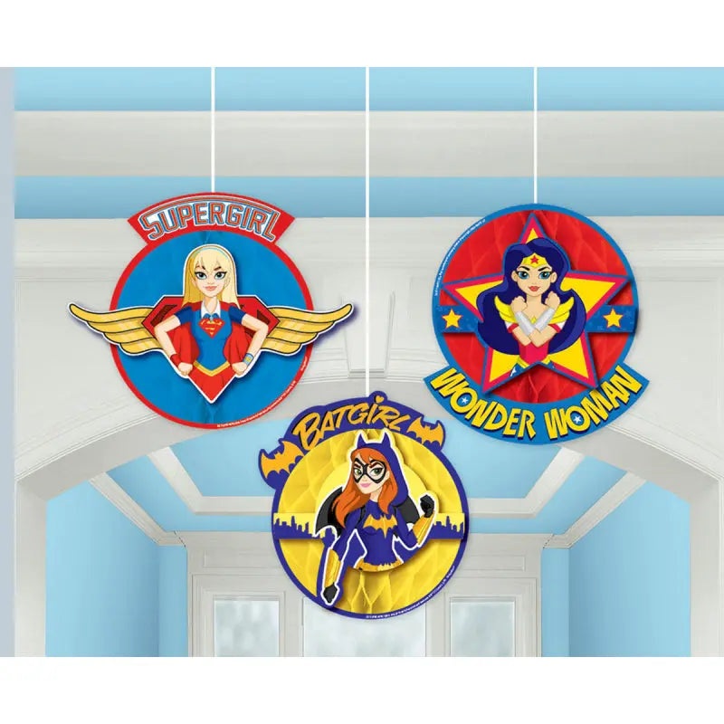 Super Hero Girls Honeycomb Decorations - 3 Pkt
