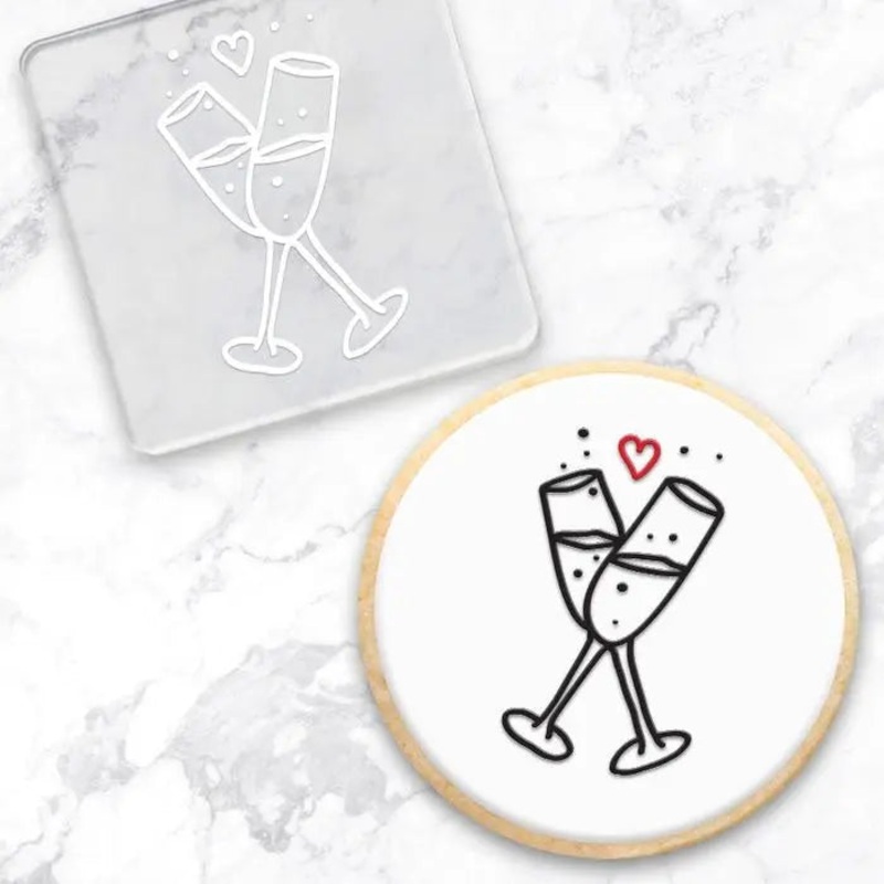 Wine or Champagne Glasses Debosser Stamp