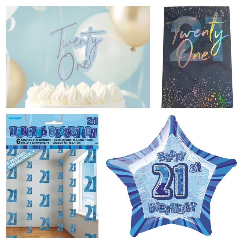 Blue 21st Essentials Party Pack
