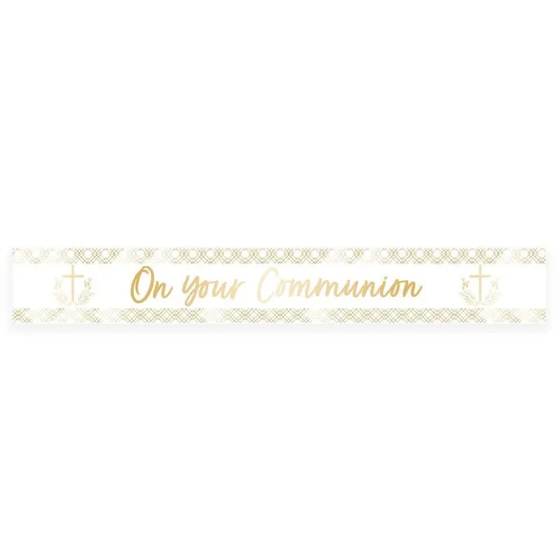 Botanical Celebration On Your Communion Foil Banner
