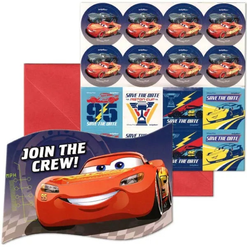Disney Cars 3 Invitations - 8 Pkt