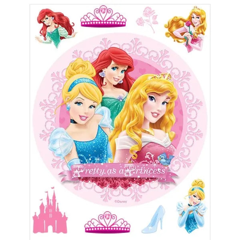 Disney Princess Edible Cake Image with FREE Edible Icons
