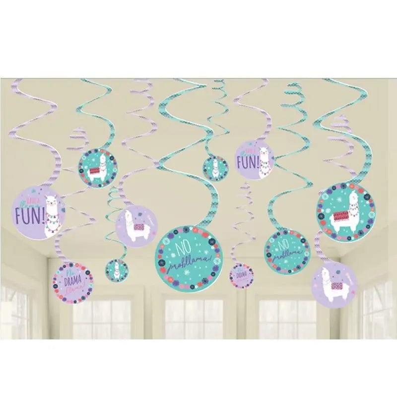 Llama Fun Hanging Swirl Decorations