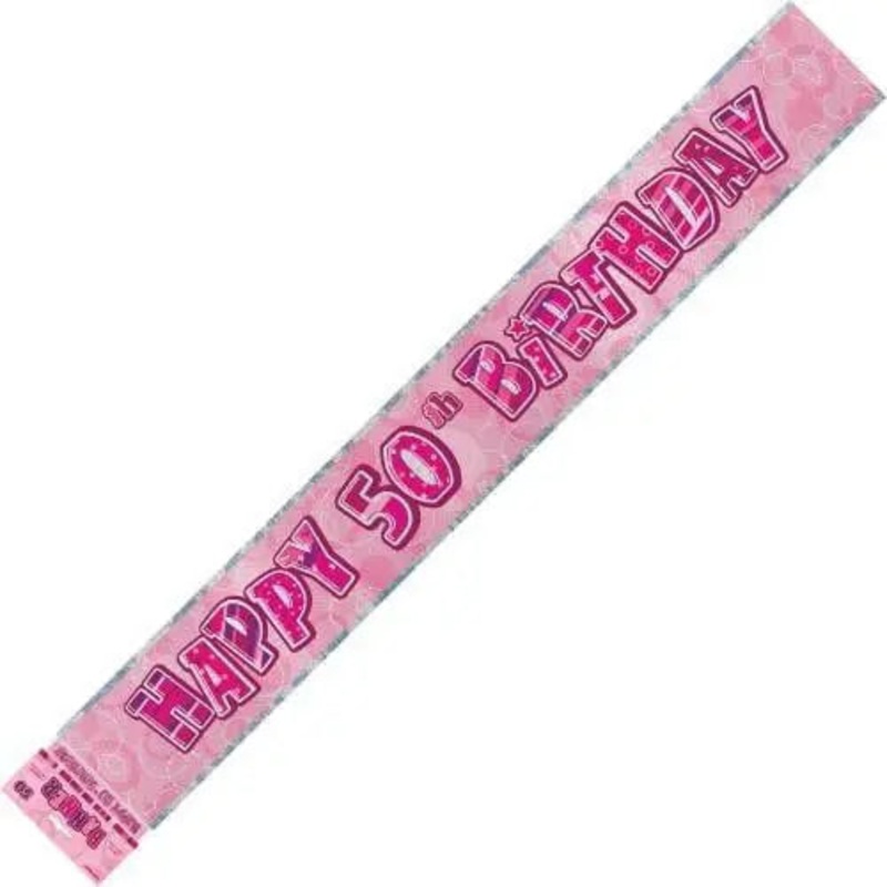 Pink Foil 50th Birthday Banner