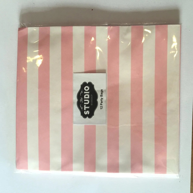Pink & White Stripe Party Bags - 12 Pkt
