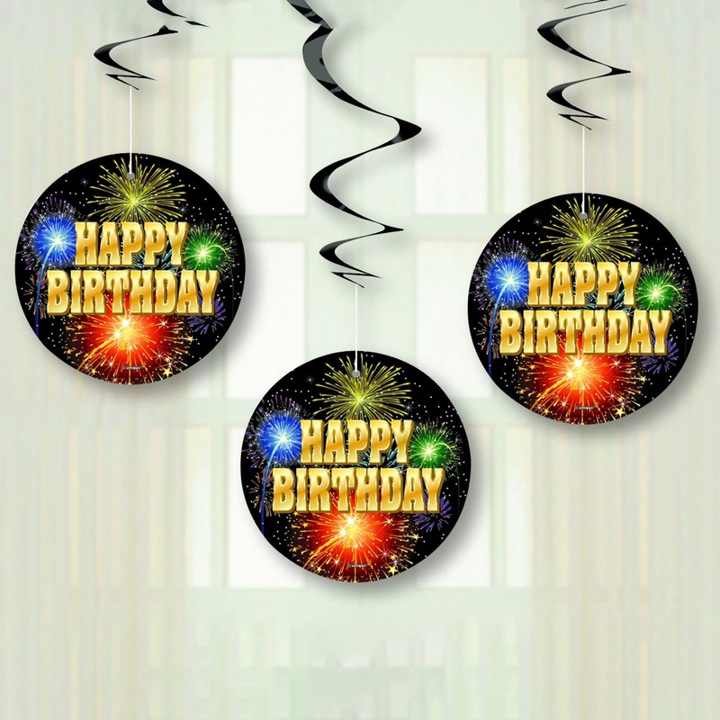 Birthday Burst Hanging Swirl Decorations